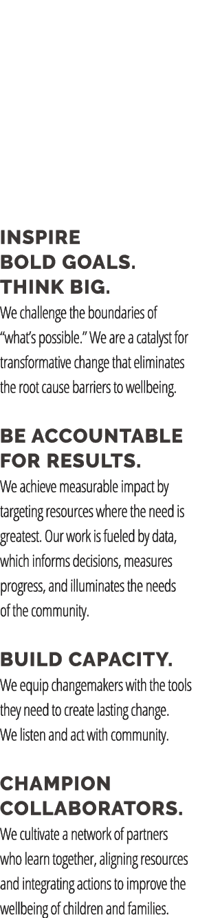  Inspire bold goals. Think big. We challenge the boundaries of “what’s possible.” We are a catalyst for transformativ...