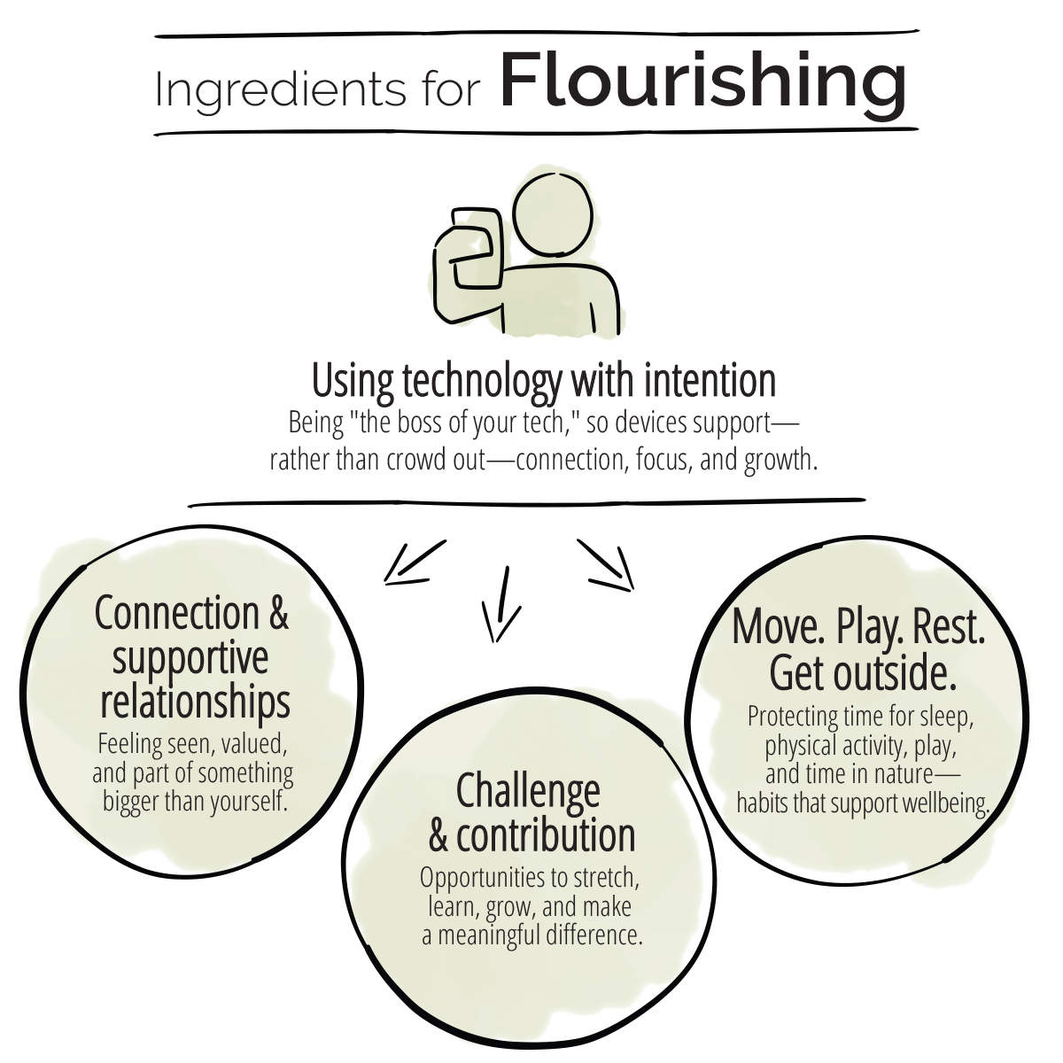 Diagram of Ingredients for flourishing 
